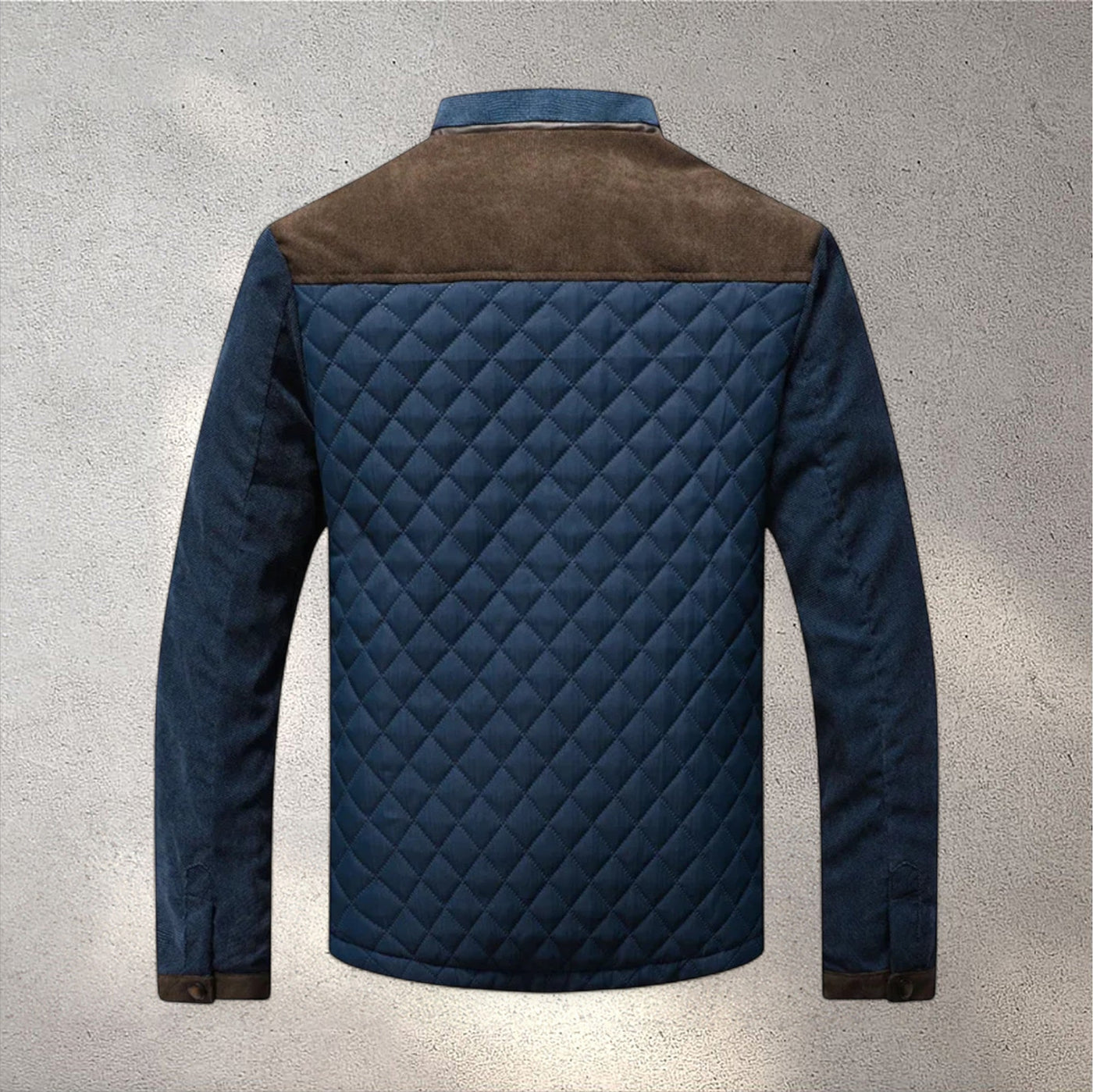 back view of padded winter jacket men