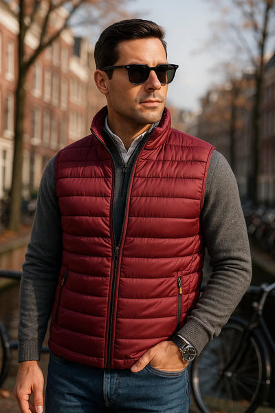 red puffer vest men insulated