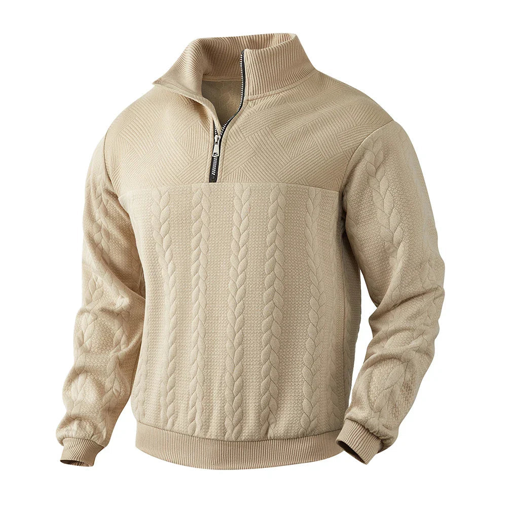 brown quarter zip sweater men