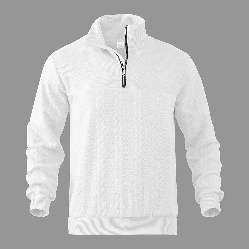 white quarter zip sweater men