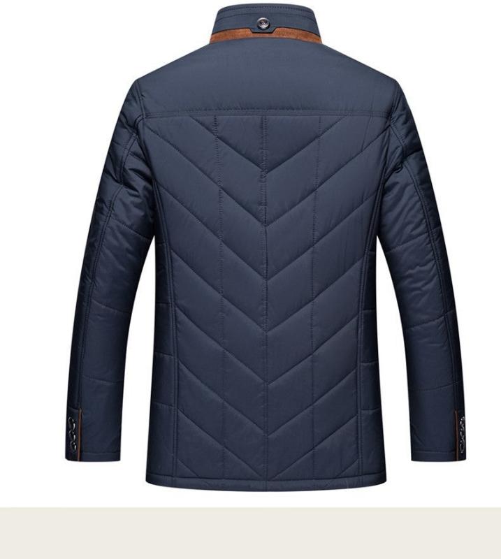 back view blue quilted winter jacket men