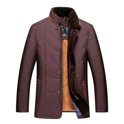 brown quilted winter jacket men