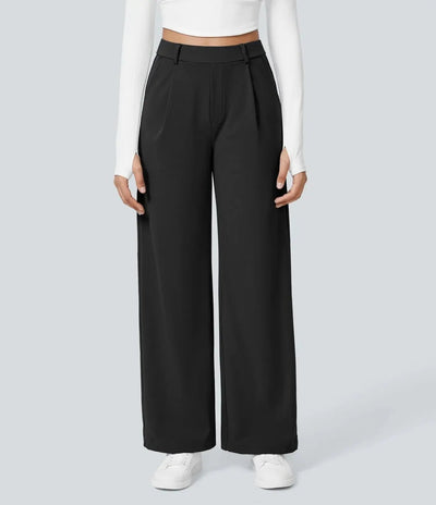 black stretch comfort pocket trousers women