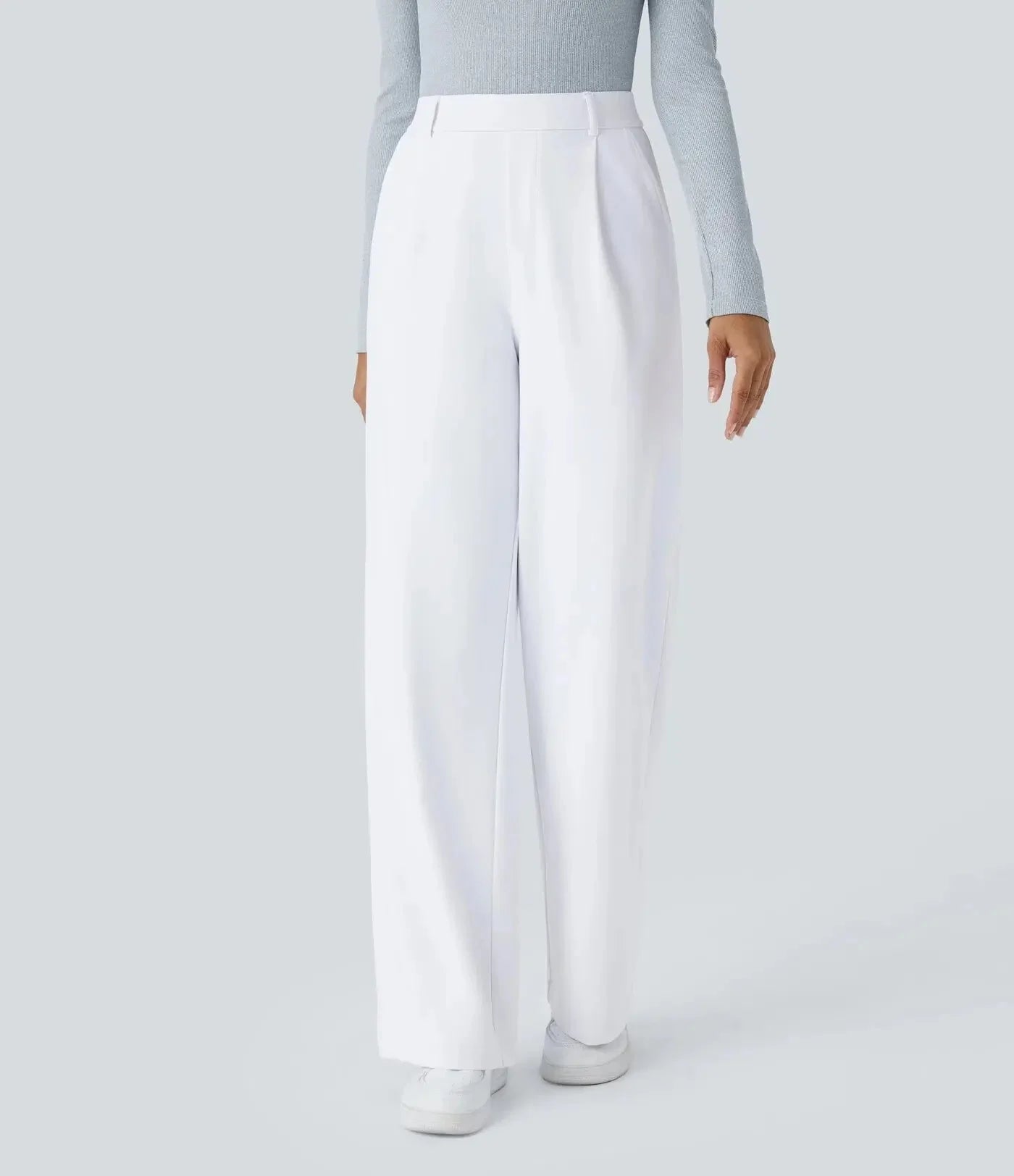 white stretch comfort pocket trousers women