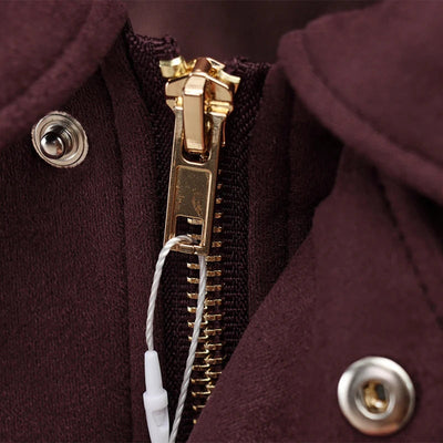 burgundy suede crop jacket women zipper detail