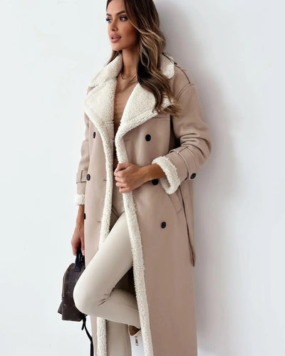 apricot teddy trench coat women