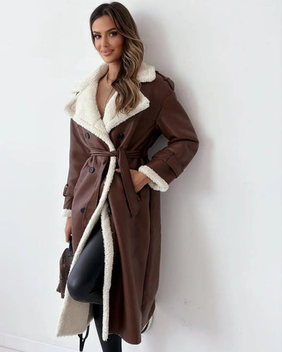 brown teddy trench coat women