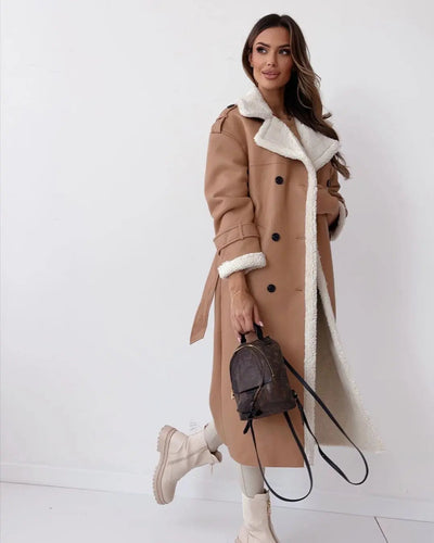 khaki teddy trench coat women