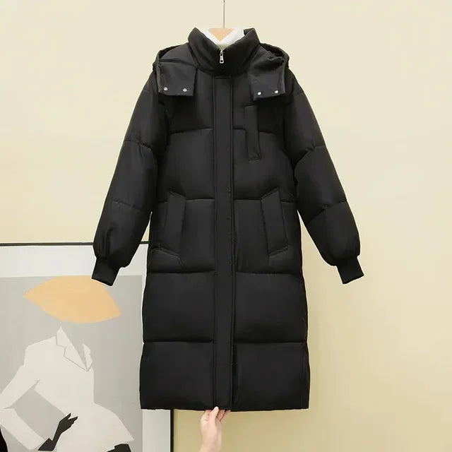 black warm winter parka coat windproof