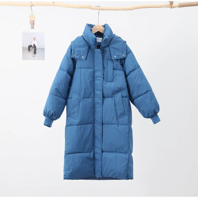 blue warm winter parka coat windproof