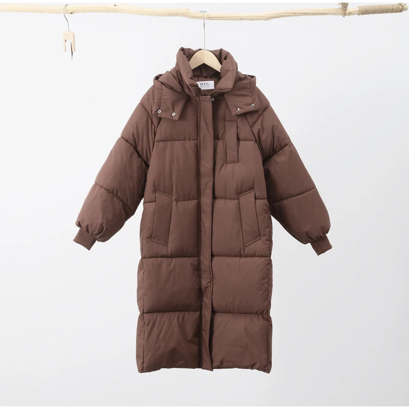 brown warm winter parka coat windproof