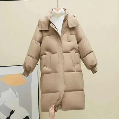 khaki warm winter parka coat windproof
