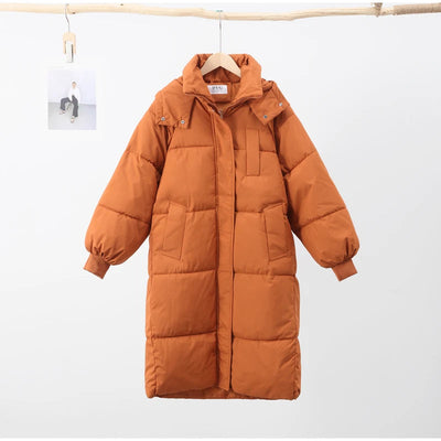 orange warm winter parka coat windproof