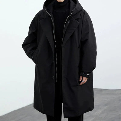 black water-resistant overcoat men