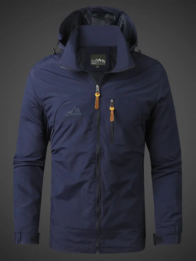 dark blue waterproof rain jacket men