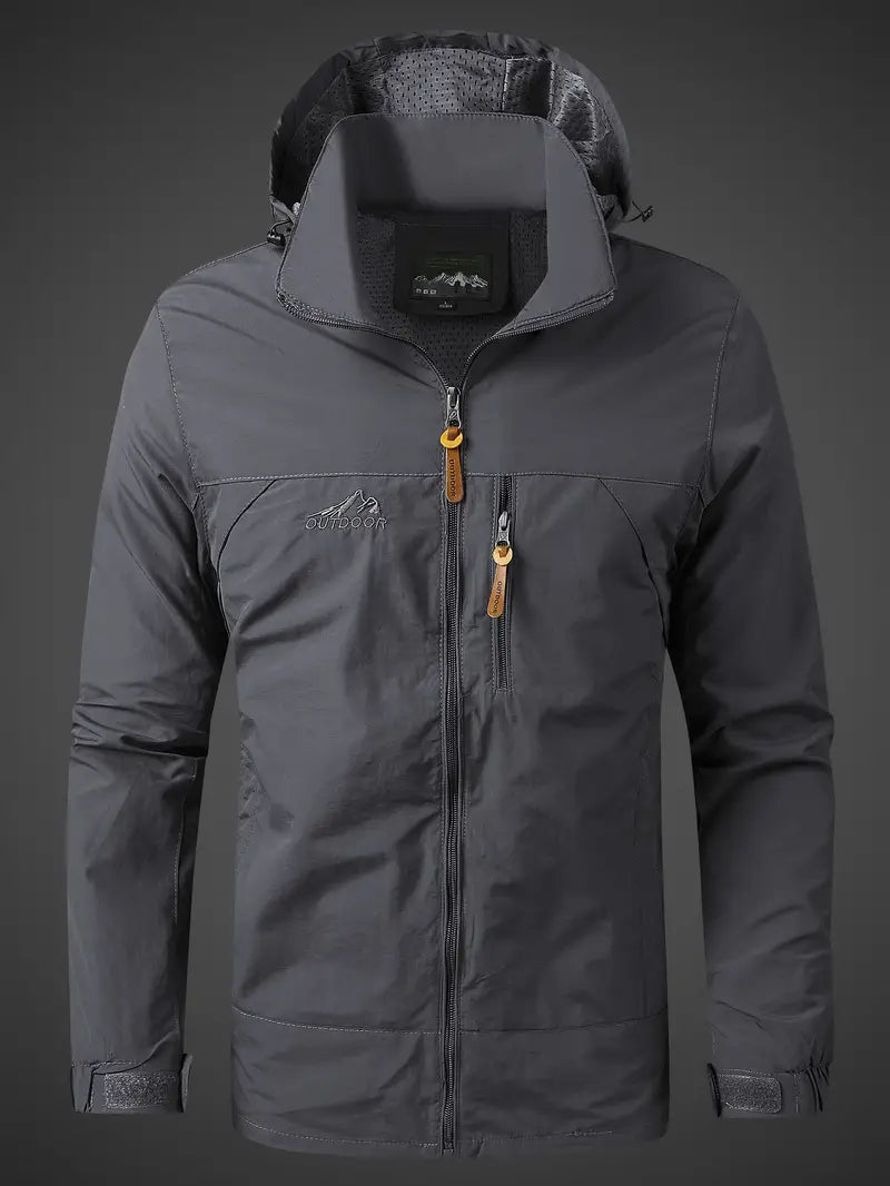 grey waterproof rain jacket men