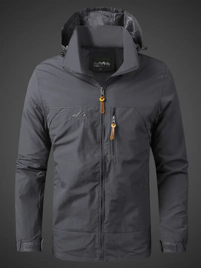grey waterproof rain jacket men