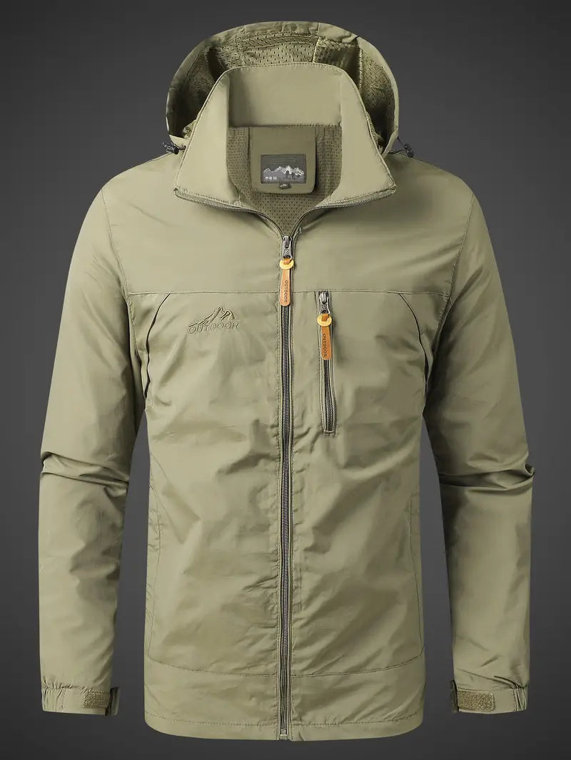 khaki waterproof rain jacket men