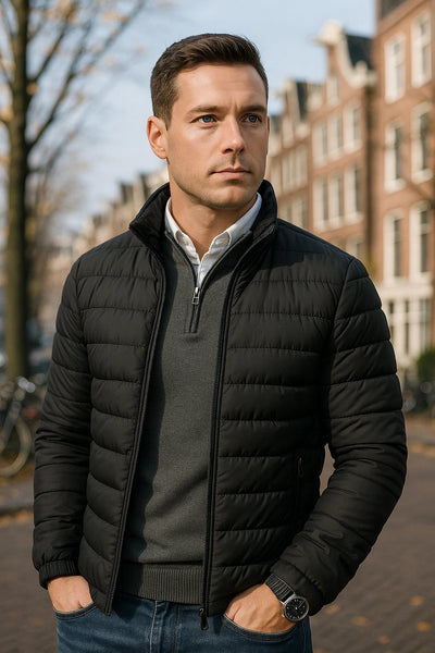 black winter puffer jacket men