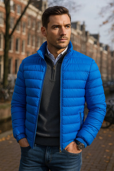 royal blue winter puffer jacket men