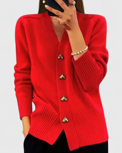red women’s cardigan sweater