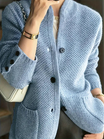 blue womens cashmere blend cardigan