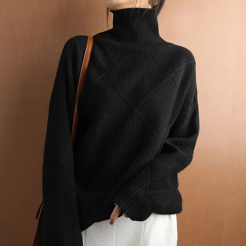 black women’s cashmere turtleneck sweater