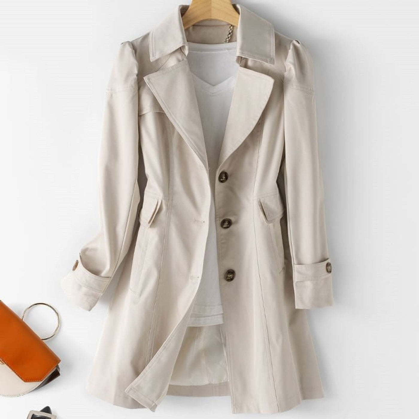 beige women’s classic waterproof trenchcoat
