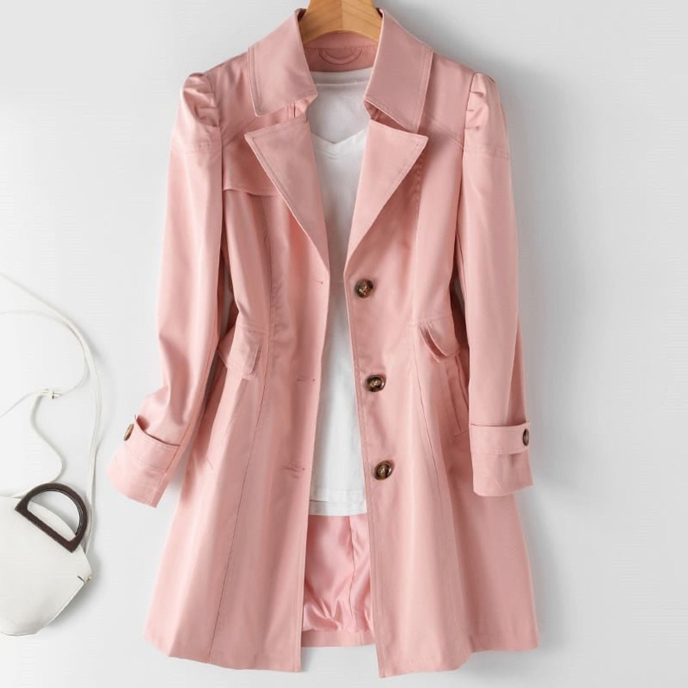 pink women’s classic waterproof trenchcoat