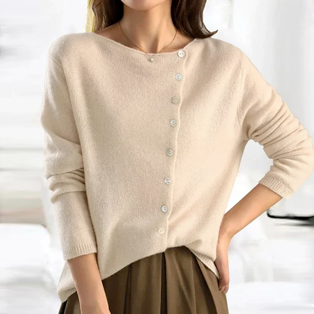 beige womens elegant knit cardigan