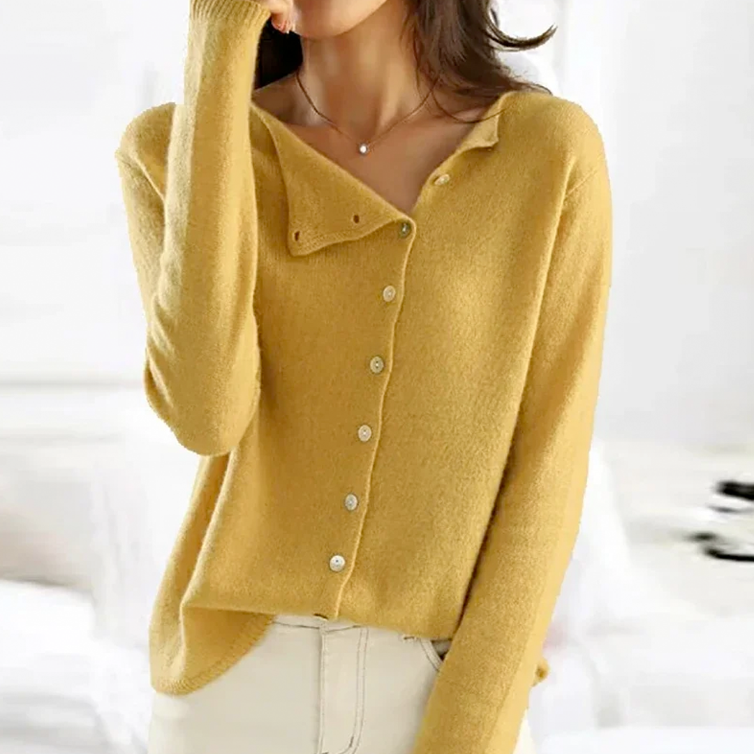 yellow womens elegant knit cardigan
