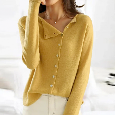 yellow womens elegant knit cardigan