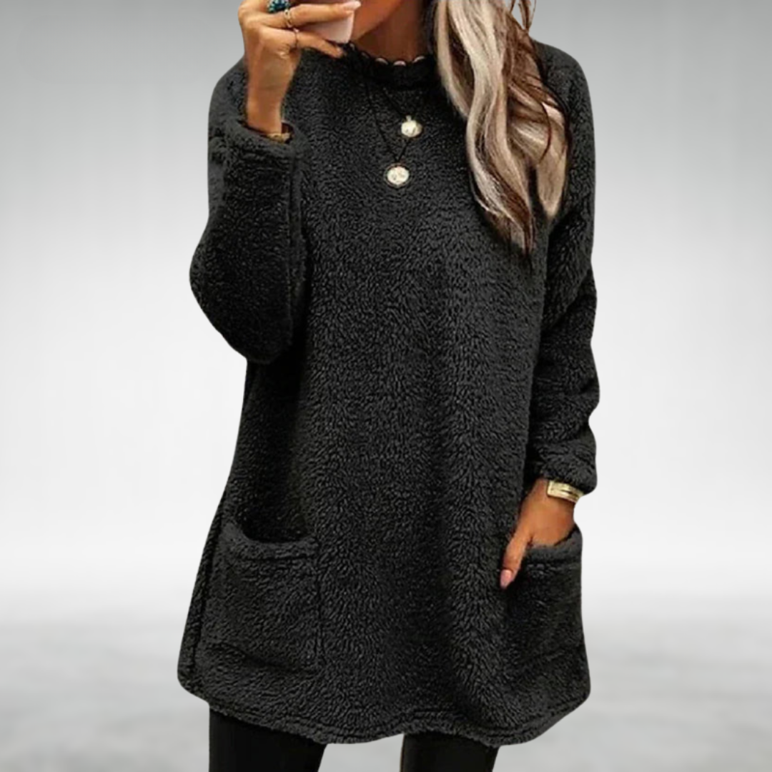 black womens fleece jumper with pockets