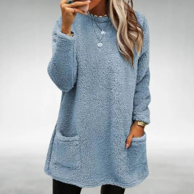 blue womens fleece jumper with pockets