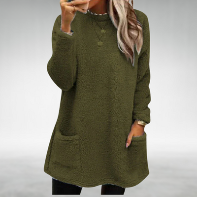 green womens fleece jumper with pockets