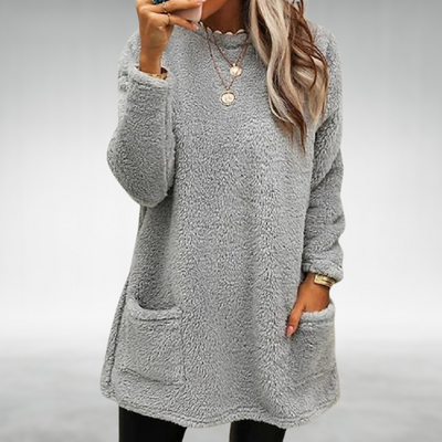 grey womens fleece jumper with pockets