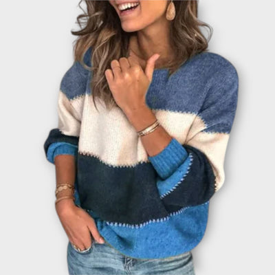 blue women’s cozy knit sweater