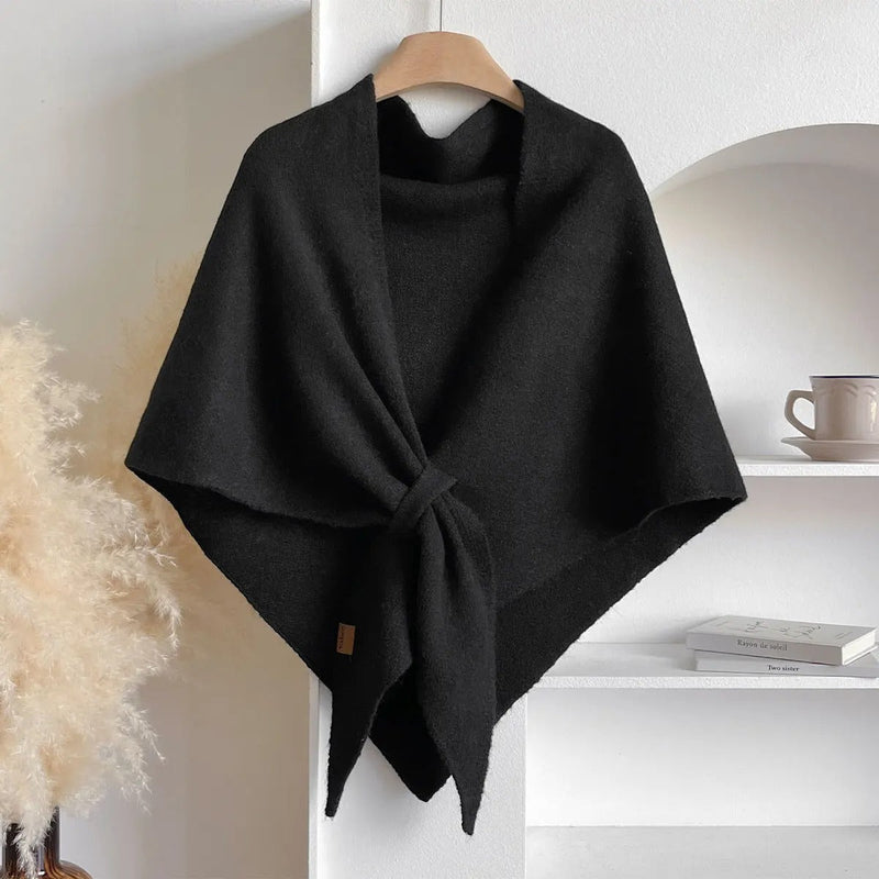 black womens knit wrap shawl