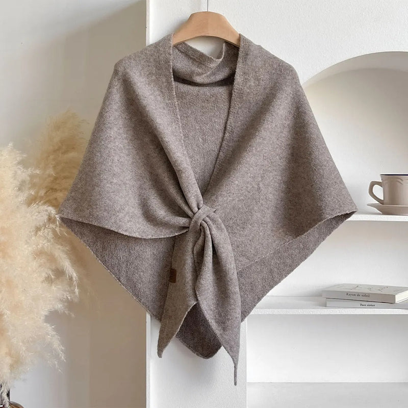 khaki womens knit wrap shawl