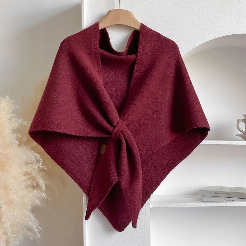 red womens knit wrap shawl