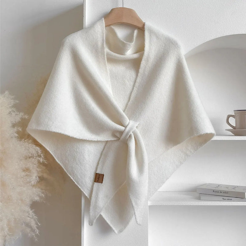white womens knit wrap shawl