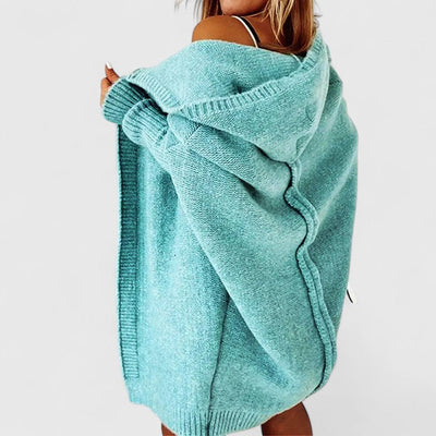 blue womens long sleeve knit cardigan