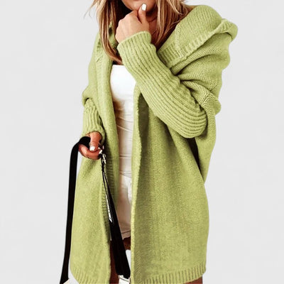 green womens long sleeve knit cardigan