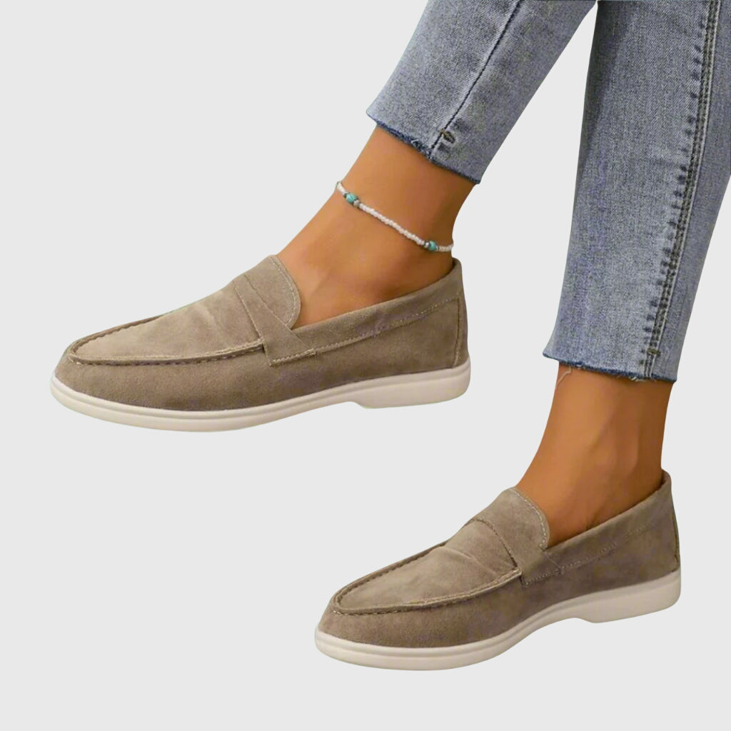 taupe womens orthopedic loafers