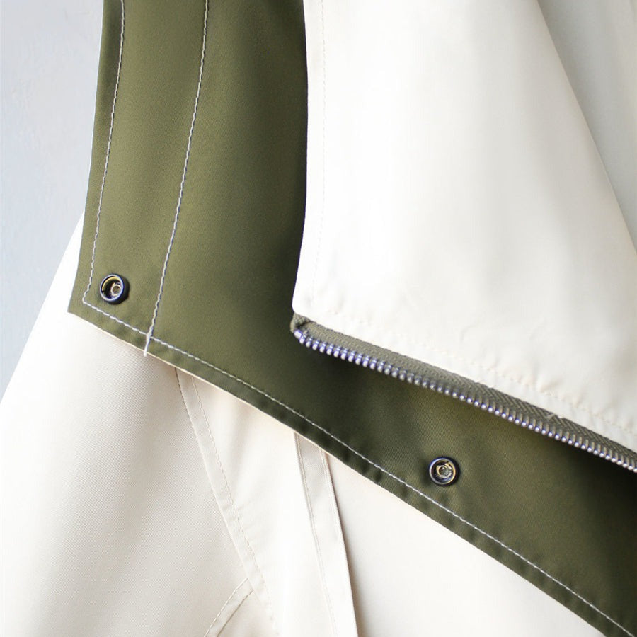close-up of zipper on women’s padded waterproof jacket