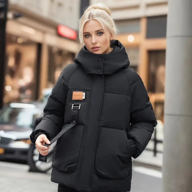 black women’s padded waterproof winter coat