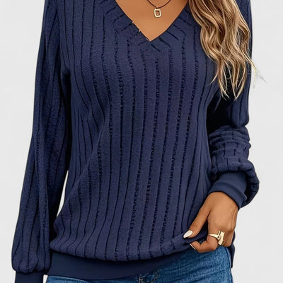 navy blue womens ribbed v-neck sweater