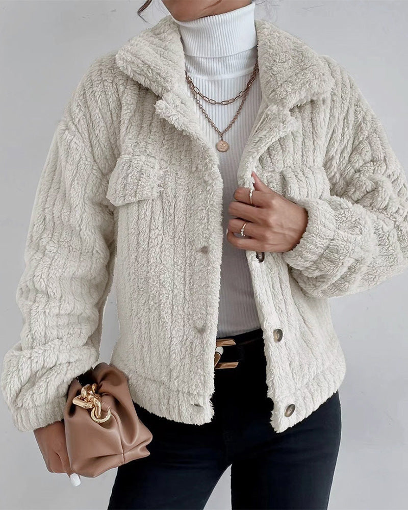 beige women’s teddy coat