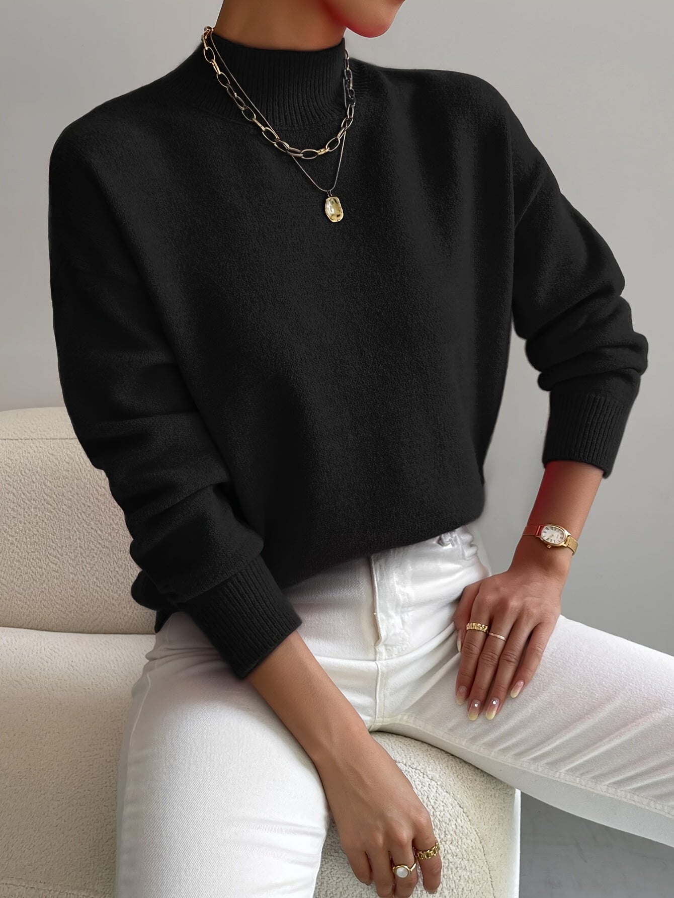 black womens turtleneck sweater