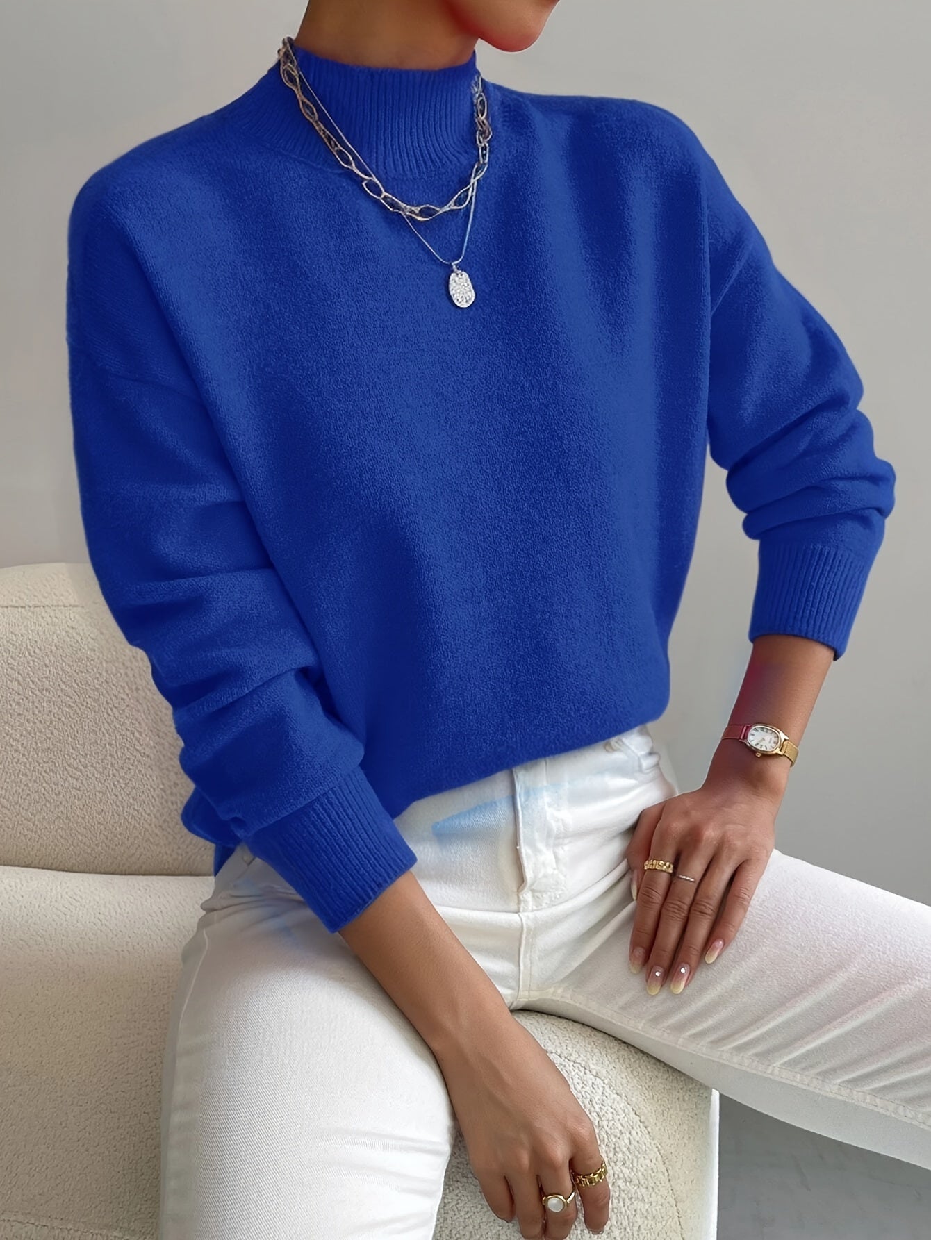blue womens turtleneck sweater